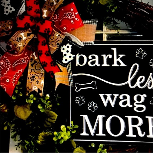 Wreath PETS Dog Wreath Hand Crafted Bark Less Way More - Picture 2 of 5
